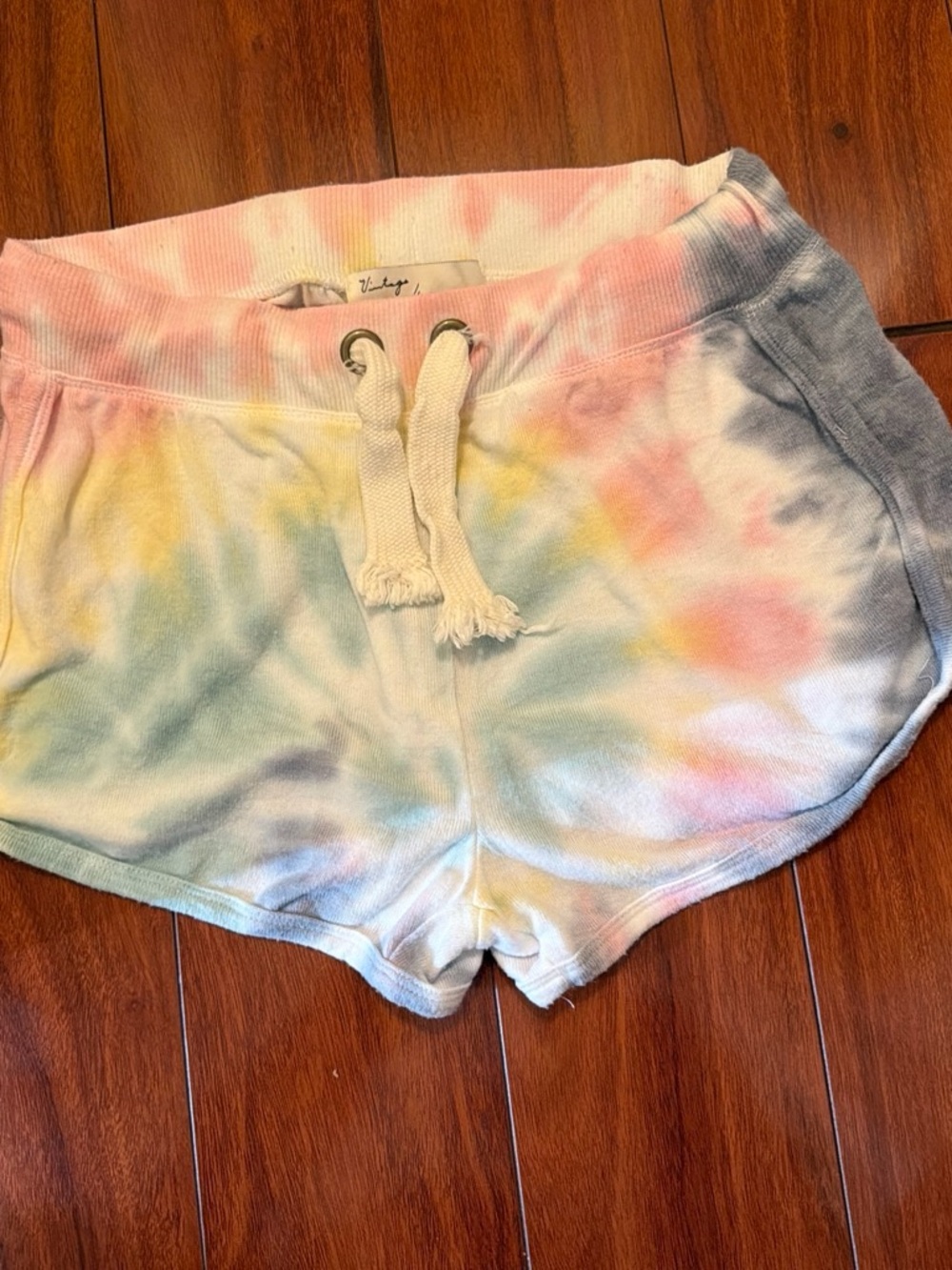 Vintage Havana Pastel Tie-Dye Drawstring Athletic Shorts